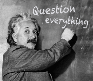 Question everything: chalkboard illustration