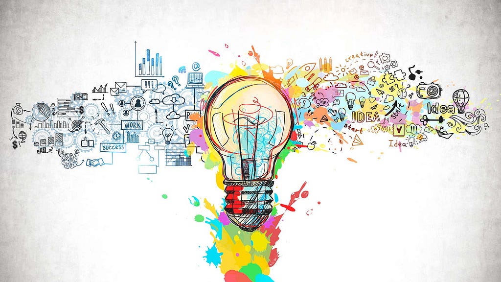 Colourful light-bulb illustration representing creativity